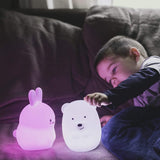 Rechargeable Silicone Animal Touch LED Night Light Nursery Lamp Dimmable