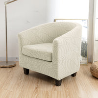 2-Piece Set Stretch Club Chair Slipcover Printed Tub Chair Covers Armchair Covers Beige