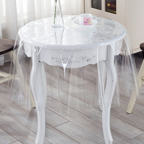 Rectangle Clear PVC Tablecloth Protector Dining Table Cover Oil Proof Transparent Table Cover-140x60cm