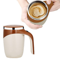 Auto Self Stirring Coffee Mug Rechargeable Automatic Magnetic Stirring Stainless Steel Cup Brown