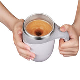 Auto Self Stirring Coffee Mug Rechargeable Automatic Magnetic Stirring Stainless Steel Cup White