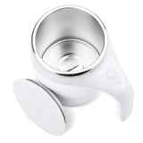 Auto Self Stirring Coffee Mug Rechargeable Automatic Magnetic Stirring Stainless Steel Cup White