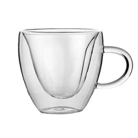 180ml Insulated Glass Cup Heart Shaped Double Wall Coffee Mug Drinking Tea Cup with Handle