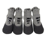 4Pcs Pet Shoes Dog Water- Resistant Dog Boots Anti-Slip Dog Socks Grey