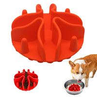 Silicone Pet Dog Slow Feeder Insert Pad Dog Bowls Mat Slow Eating Puppy Food Bowl Pad Orange