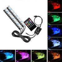 4-Pack USB Car Interior RGB LED Strip Lights Atmosphere Decorative Neon Music Lamps