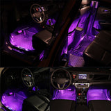 4-Pack USB Car Interior RGB LED Strip Lights Atmosphere Decorative Neon Music Lamps