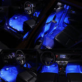 4-Pack USB Car Interior RGB LED Strip Lights Atmosphere Decorative Neon Music Lamps