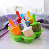 7-cavity DIY Mini Silicone Popsicle Mold with Colorful Sticks - Green