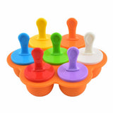 7-cavity DIY Mini Silicone Popsicle Mold with Colorful Sticks - Orange