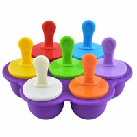 7-cavity DIY Mini Silicone Popsicle Mold with Colorful Sticks - Purple