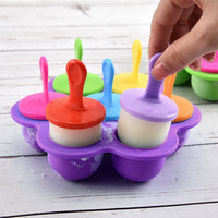 7-cavity DIY Mini Silicone Popsicle Mold with Colorful Sticks - Purple