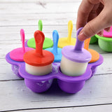 7-cavity DIY Mini Silicone Popsicle Mold with Colorful Sticks - Green