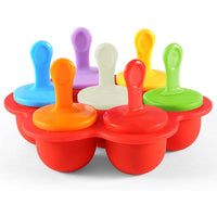 7-cavity DIY Mini Silicone Popsicle Mold with Colorful Sticks - Red