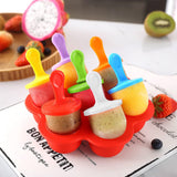 7-cavity DIY Mini Silicone Popsicle Mold with Colorful Sticks - Red