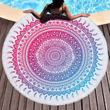 Mandala Print Quick Dry Beach Towels Sand Free Beach Blankets 150CM Beach Mats with Tassels