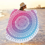 Mandala Print Quick Dry Beach Towels Sand Free Beach Blankets 150CM Beach Mats with Tassels