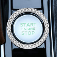 3pcs Universal Bling Rhinestones Car Engine Start Stop Button Decoration Ring Car Interior Accessory