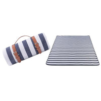 Outdoor Foldable Picnic Blanket Festival Beach Blanket for Camping Blue and White Pinstripes 150 X 200 CM