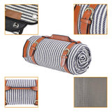 Outdoor Foldable Picnic Blanket Festival Beach Blanket for Camping White Pinstripes 150 X 200 CM