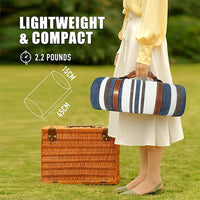 Outdoor Foldable Picnic Blanket Festival Beach Blanket for Camping Blue and White Pinstripes 150 X 200 CM