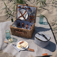 Outdoor Foldable Picnic Blanket Festival Beach Blanket for Camping White Pinstripes 150 X 200 CM