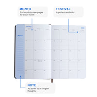 2022 Planner Notebook Weekly and Monthly A5 Notebook Black