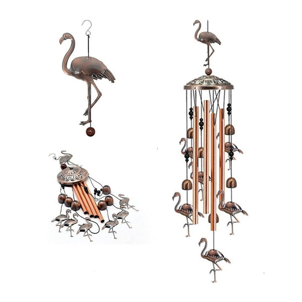 Large Wind Chime Bells Copper Tubes Outdoor Garden Decor Flamingo