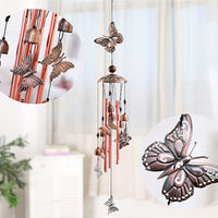 Large Wind Chime Bells Copper Tubes Outdoor Garden Decor Butterfly