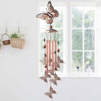 Large Wind Chime Bells Copper Tubes Outdoor Garden Decor Butterfly