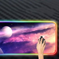 Large RGB Gaming Mouse Pad Extended Computer Keyboard Mat Planet