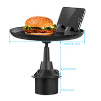 Portable Car Cup Holder Tray with Mobile Phone Holder 15.3cm Height