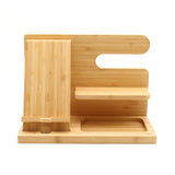 Wood Phone Docking Station Key Holder Wallet Stand Watch Organizer