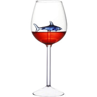 2pcs Wine Glasses with Blue Shark Inside Goblet Whiskey Cup