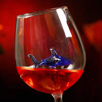 2pcs Wine Glasses with Blue Shark Inside Goblet Whiskey Cup