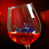 2pcs Wine Glasses with Blue Shark Inside Goblet Whiskey Cup