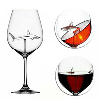 2pcs Wine Glasses with Pink Shark Inside Goblet Whiskey Cup