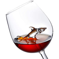 2pcs Wine Glasses with Clear Shark Inside Goblet Whiskey Cup