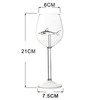 2pcs Wine Glasses with Clear Shark Inside Goblet Whiskey Cup