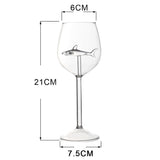 2pcs Wine Glasses with Clear Shark Inside Goblet Whiskey Cup