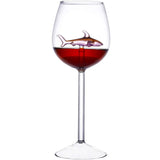 2pcs Wine Glasses with Pink Shark Inside Goblet Whiskey Cup