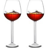 2pcs Wine Glasses with Clear Shark Inside Goblet Whiskey Cup