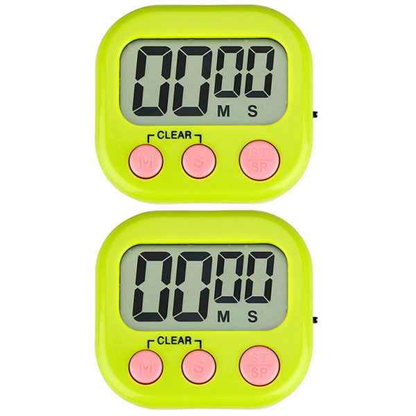 2 Pcs Set Magnetic Digital Timers Countdow Kitchen Timers Sport Alarms Green