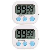 2 Pcs Set Magnetic Digital Timers Countdow Kitchen Timers Sport Alarms White