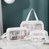 Set of 3 Pcs PVC Cosmetic Bags Travel Toiletry Bags White