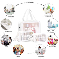 Set of 3 Pcs PVC Cosmetic Bags Travel Toiletry Bags White