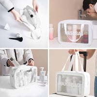 Set of 3 Pcs PVC Cosmetic Bags Travel Toiletry Bags White