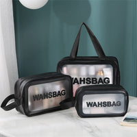 Set of 3 Pcs PVC Cosmetic Bags Travel Toiletry Bags Black