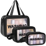 Set of 3 Pcs PVC Cosmetic Bags Travel Toiletry Bags Black