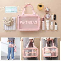 Set of 3 Pcs PVC Cosmetic Bags Travel Toiletry Bags Pink